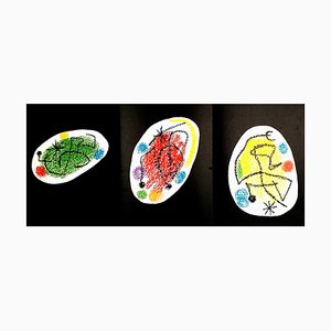 Litografía Joan Miro - Trio - Original colorida 1968