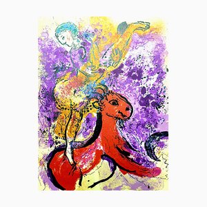 Litografia originale 1957 di Marc Chagall - The Red Rider