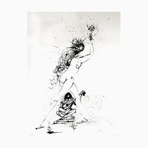 Salvador Dali - Girl With Torch - Gravure à l'Eau-Forte sur Soie 1968