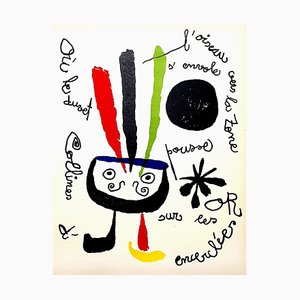 Litografia Joan Miro - Bird - Original Colorful 1952