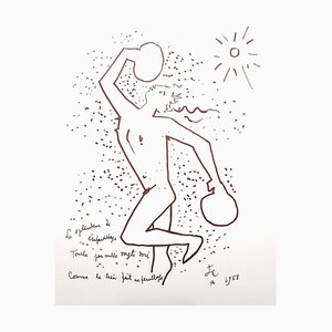 Litografía original Jean Cocteau - The Boxer - 1958