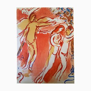 Litografía original de Marc Chagall - The Bible - Paradise 1960
