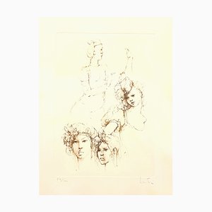 Leonor Fini - Portraits - Litografía original firmada a mano 1986