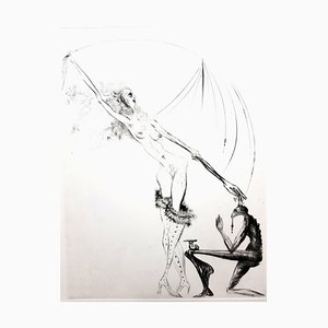 Salvador Dali - Venus in Pelzen - Original Briefstich mit eigenhändiger Radierung 1968