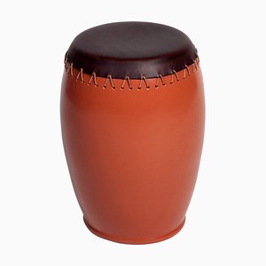 Bombo' Leather Side Table by Nestor Perkal