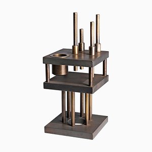 Unique Steel and Brass Candleholder “Brut”, Signed by Lukas Friedrich