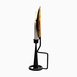 Unique Sculpted Steel Candleholder “Feather”, Signed by Lukas Friedrich