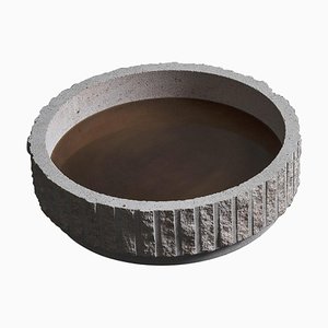 Limestone and Brass Sculpted Center Piece by Frederic Saulou