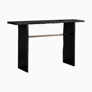 Brass and Slate Sculpted Console by Frederic Saulou