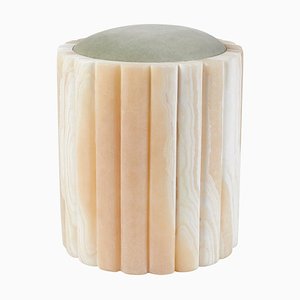 Marguerite Alabaster Stool Sculpted by Omar Chakil