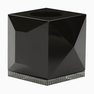 Lámpara en forma de T Ophelia de cristal negro, cristal contemporáneo esculpido a mano