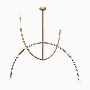 Brass ''Double Arch'' Pendant Light, Square in Circle
