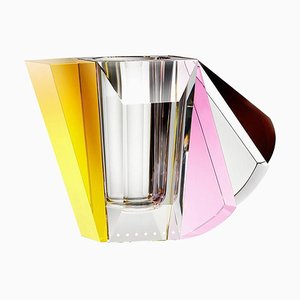 Vaso contemporaneo di cristallo contemporaneo scolpito a mano, NYC