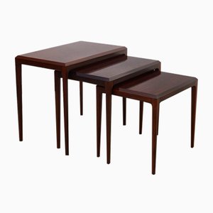 Mid-Century Rosewood Nesting Tables by Johannes Andersen for CFC Silkeborg, Set of 3
