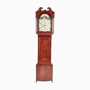 Reloj de caja alta antiguo de roble y caoba de W Prior Skipton