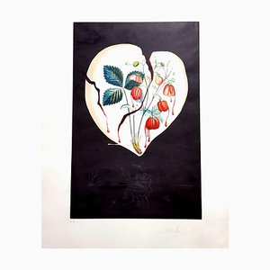 Lithographie Signée Strawberry Heart Hand-Signed par Salvador Dali, 1970
