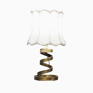 Lámpara de mesa vintage en forma de espiral de latón de Luciano Frigerio, años 70