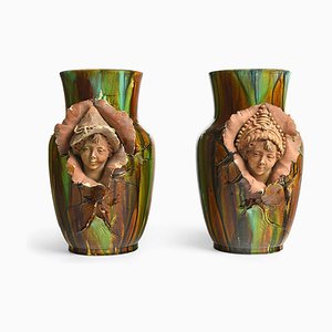 Ceramic and Sculpted Clay Vases, Set of 2