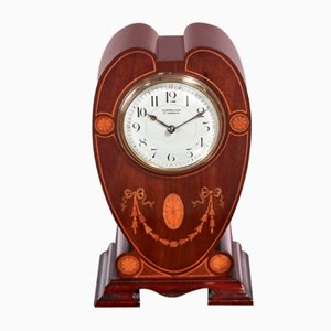 Horloge de Cheminée Edwardienne en Acajou Marqueté
