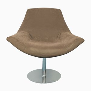 Vintage Italian Brown Fabric Swivel Lounge Chair, 1970s