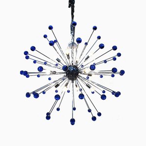 Lustre Sputnik en Verre de Murano Bleu de Italian Light Design