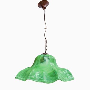 Brass & Murano Glass Model Ninfea Ceiling Lamp by Toni Zuccheri for Venini, Italy, 1960s