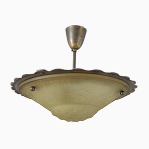 Lampada da soffitto Art Deco in vetro, anni '30