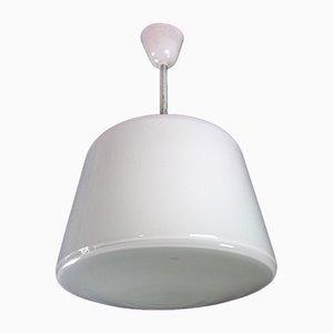 Lampada da soffitto vintage in vetro lattimo bianco, anni '50