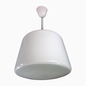 Lámpara de techo vintage blanca de vidrio lechoso, años 50