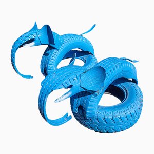 Blue Elephant Car Tire Outdoor Toy