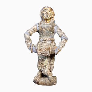Escultura de mujer de madera desgastada de Wabi Sabi