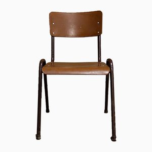 Sedia impilabile vintage marrone da scuola