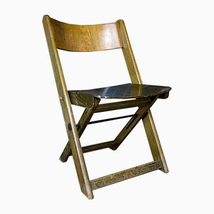 Vintage Folding Chairs At, Vintage Wooden Folding Chair With Leather Seat