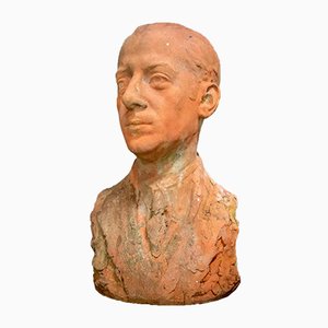 Buste de Gentleman Sculpté en Terre Cuite