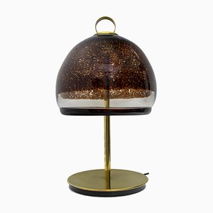 Mid-Century Italian Murano Glass and Brass Table Lamp from Leucos, 1970s