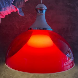 Italienische Rote Deckenlampe, 1960er