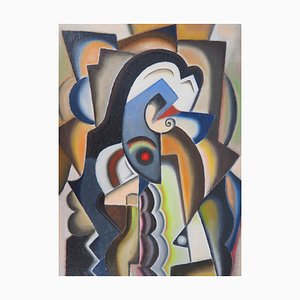 Cubist Portrait of Madame X Oil on Canvas by Georges Terzian