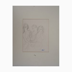 Vintage Three Girls Zeichnung von Marie Laurencin