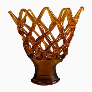 Large Italian Murano Glass Bowl with Grid Pattern from Made Murano Glass, 1950s