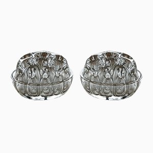 Mid-Century French Crystal Pique Fleur Vases from VMC, Set of 2