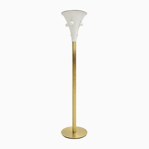 Deutsche Mid-Century Gold Stehlampe in Weiß von Staff, 1960er