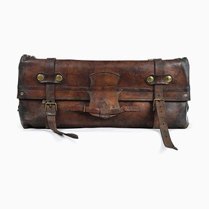 English Leather Suitcase with Interior Pocket, 1880s