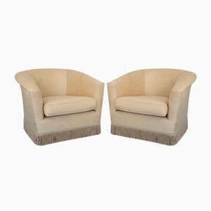 Sillones vintage de tela beige, años 50. Juego de 2