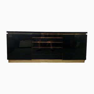 Vintage Black Lacquered Buffet from Jean Claude Mahey, 1970s