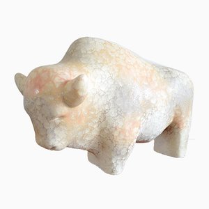 Figurina in ceramica raffigurante un toro di Kurt Tschörner per Ruscha, anni '70