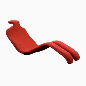 Red Bouloum Chaise Lounge by Olivier Mourgue for Airborne, 1960s