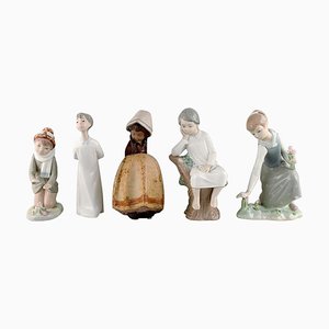 Figuras de niños españolas vintage de porcelana de Lladro, Nao and Zaphir. Juego de 5