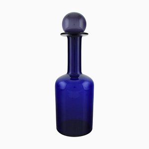 Large Vase Bottle in Blue Art Glass by Otto Brauer for Holmegaard, 1960s