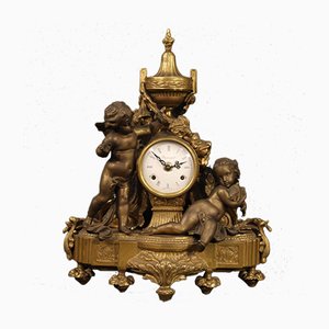 Französische Uhr aus Vergoldeter Bronze und Antimon, 1950er