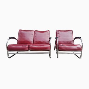 Bauhaus Style Sofa and Armchair Set, 1950s